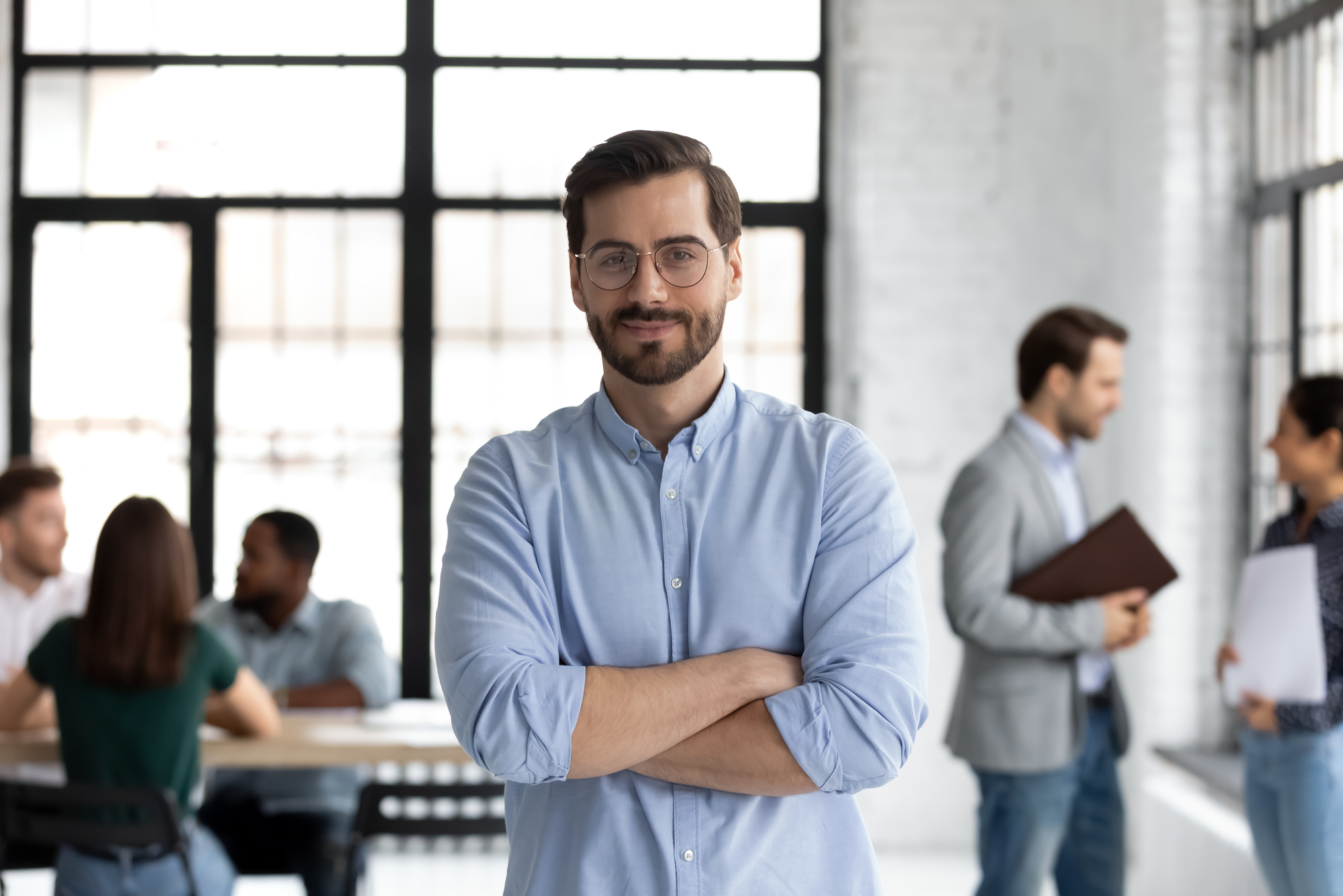 Portrait smiling confident businessman wearing glasses